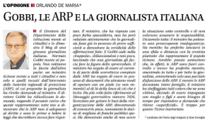 Articolo apparso sul Corriere del Ticino del 5 marzo 2015, scritto dal signor Orlando De Maria